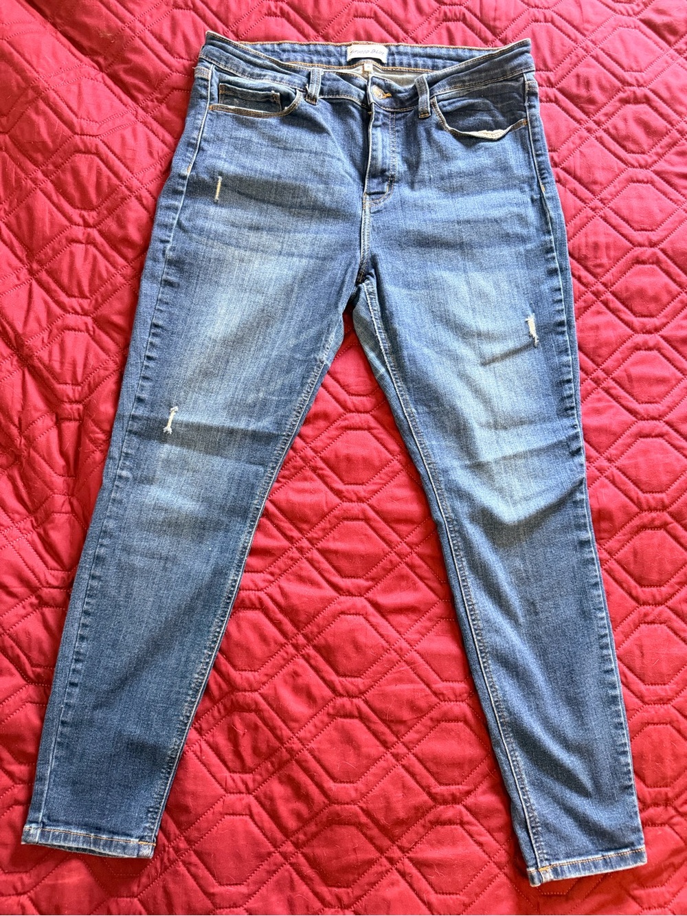 Studio Blue Stretch Skinny Jeans with Subtle Distressing